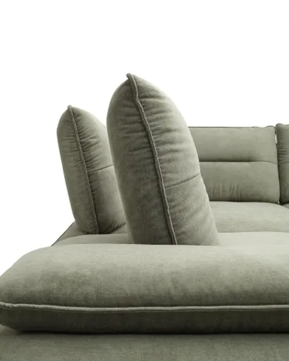 Ecksofa PAYTON - 2,5-Sitzer, Ecke rechts inkl. Rückenneigung, Armteilverstellung, Stoff, Dunkelgrün