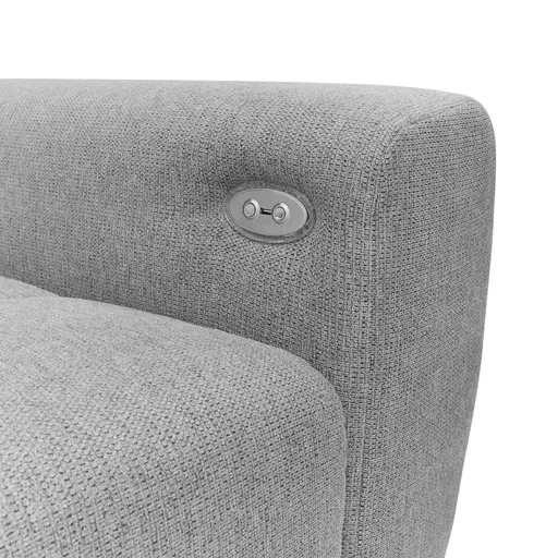 Ecksofa - Longchair links mit 2-Sitzer, Kopfteil verstellbar, Sitztiefe verstellbar motorisch, Stoff, Hellgrau