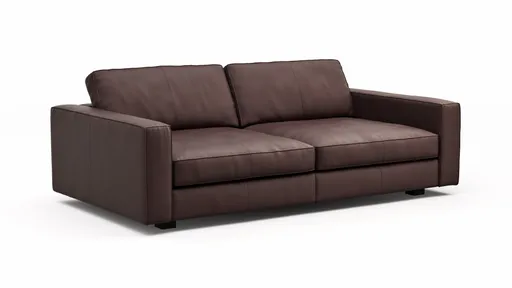Sofa Aprino 2 - 3,5-Sitzer XL, Dickleder, Dunkelbraun, Armlehne Block schmal