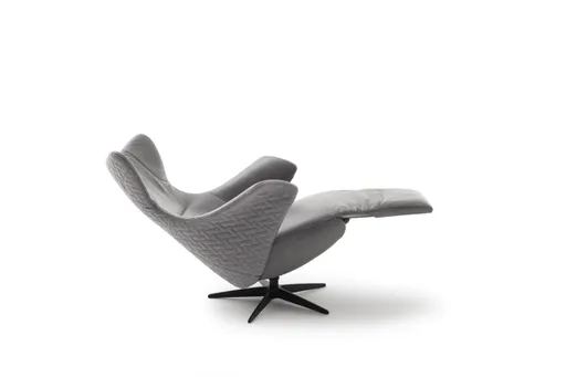 Relaxsessel Follina - Relaxfunktion (motorisch), Leder, Stoff, Grau