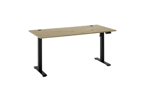 Schreibtisch - höhenverstellbar, LB ca. 160x77 cm, Artisan Eiche Nachbildung, Schwarz