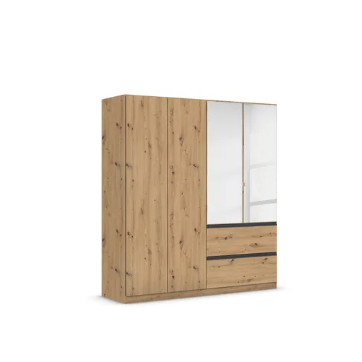 Drehtürenschrank RASA- B ca. 181 cm, Eiche Dekor, Spiegel