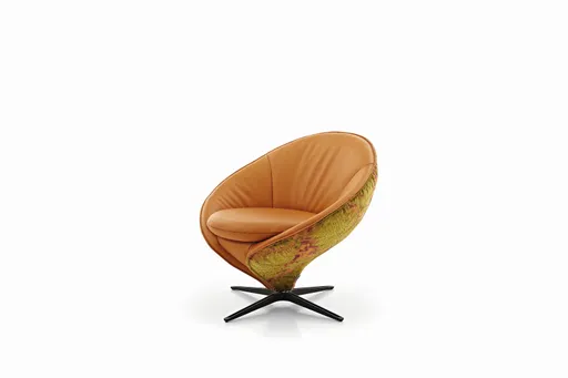 Sessel - Drehfunktion, Leder/Stoff, Mehrfarbig