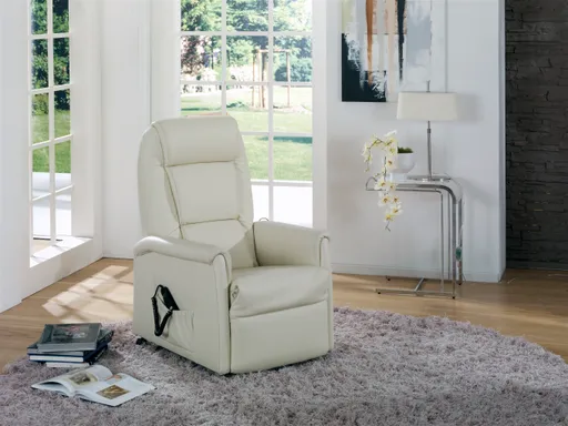 Fernsehsessel EM Mainz - Relaxfunktion 2-motorisch, Leder, beige