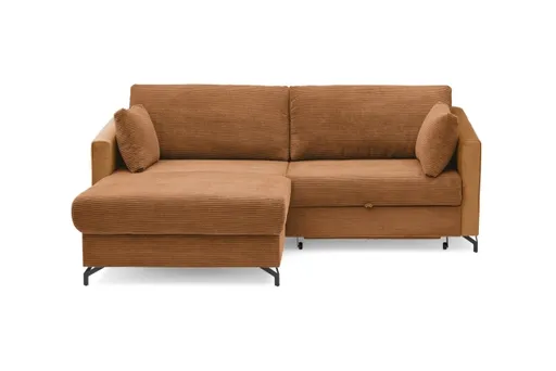 Ecksofa - 1,5-Sitzer, Ecke rechts inkl. Schlaffunktion und Bettkasten, Stoff, Kupfer