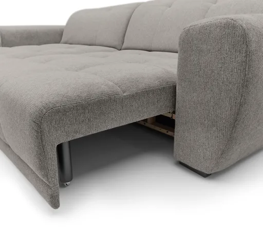 Ecksofa - Longchair links mit 2-Sitzer, Kopfteil verstellbar, Sitztiefe verstellbar motorisch, Stoff, Taupe