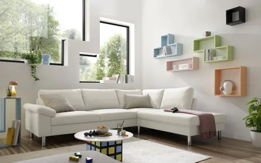 Ecksofa COOL - 2,5-Sitzer mit Ecke rechts, Stoff, Natur