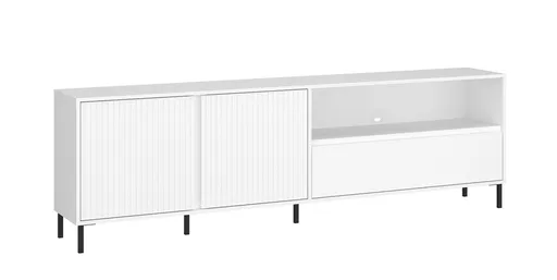 TV-Lowboard - B ca. 208 cm, Weiß, Weiß Hochglanz