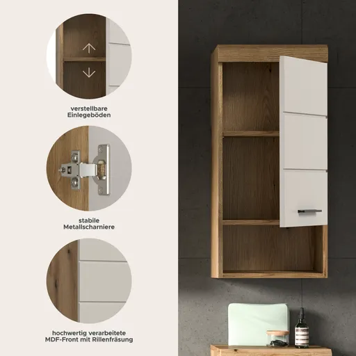 Hängeschrank - B ca. 37 cm, Evoke Eiche Nachbildung, Kaschmir