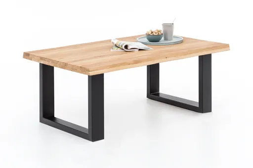 Couchtisch - LB ca. 110x70 cm, Eiche massiv geölt, Schwarz