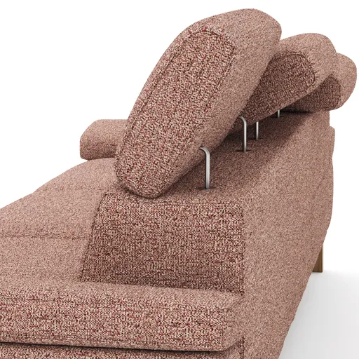 Ecksofa Hudson - 2,5-Sitzer mit Longchair rechts inkl. Kopfteil verstellbar, Stoff, Kupfer
