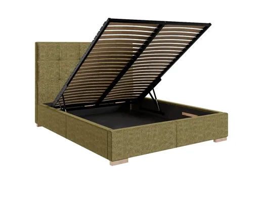  Bettgestell SANDRIN- Liegefläche ca. 180x200 cm, Stoff, Grün, inkl. Lattenrost und Stauraum