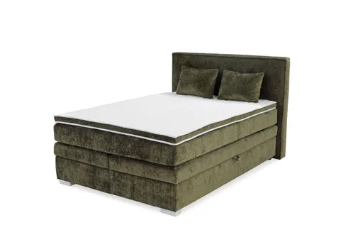 Boxspringbett JEANETTE- Liegefläche ca. 140x200 cm, Stoff, Grün
