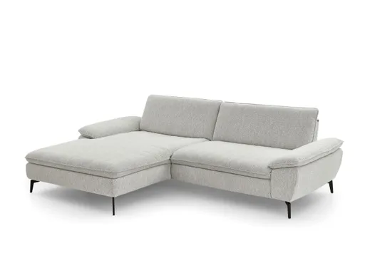 Ecksofa - Longchair links und 1,5-Sitzer, Stoff, Ecru
