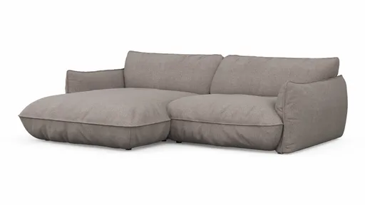 Ecksofa Fluffy - Longchair mit 2,5-Sitzer rechts inkl. Rückenlehne verstellbar, Stoff, Taupe
