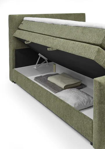Boxspringbett SANDRIN- Liegefläche ca. 200x200 cm, Stoff, Grün