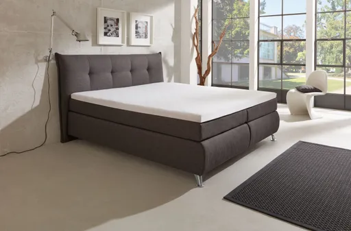 Boxspringbett HAROA- Liegefläche ca. 180x200 cm, Stoff, Anthrazit, inkl. Topper