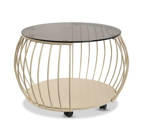 Couchtisch - Ø/H ca. 60x45 cm, Bronze, Cremeweiß