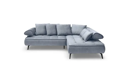 Ecksofa - 2-Sitzer, Ecke rechts inkl. Schlaffunktion, Relaxfunktion, Stoff, Silberfarben