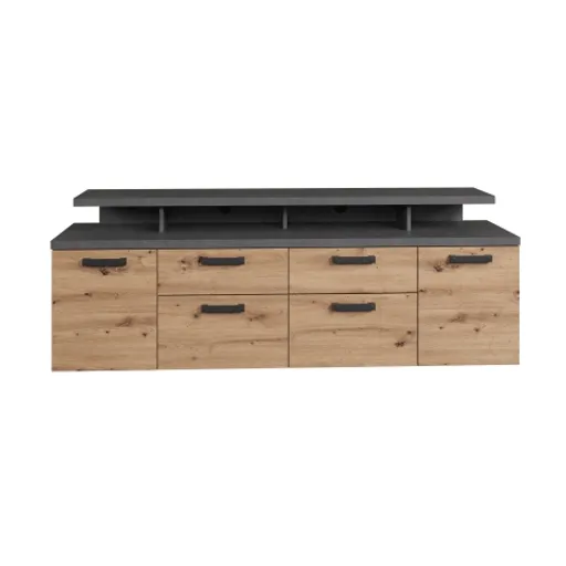 TV-Lowboard - B ca. 180 cm, Matera Nachbildung, Artisan Eiche Nachbildung
