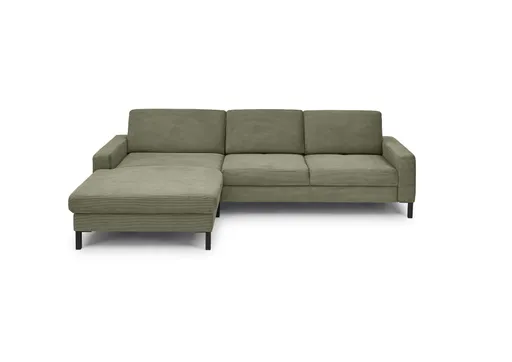 Ecksofa CALM MOVE 2.0 - Longchair links mit 2,5-Sitzer, Feincord, Olive