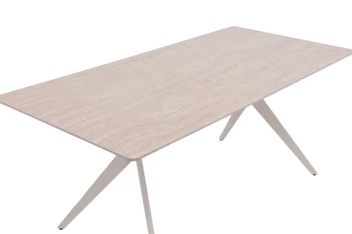 Esstisch - LB ca. 180x90 cm, Marmoroptik weiß, Perlweiß