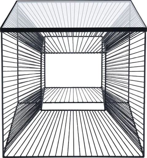 Beistelltisch- LB ca. 45x45 cm, Stahl, Schwarz, Glas, Klar