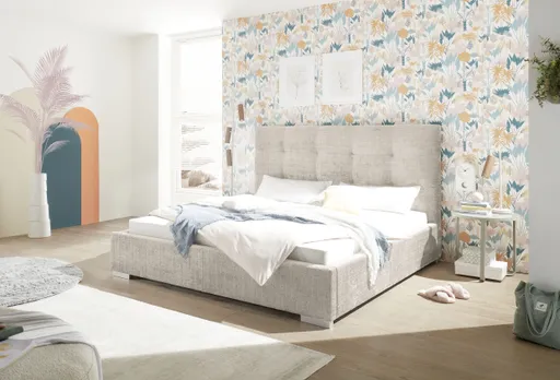 Bettgestell SANDRIN I- Liegefläche ca. 180x200 cm, Stoff, Taupe