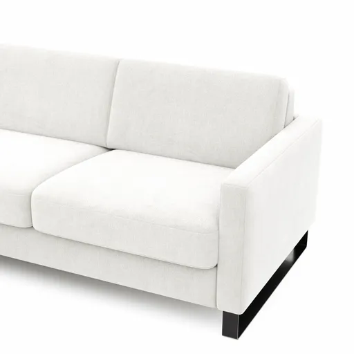 Schlafsofa Laredo - Longchair mit 2-Sitzer rechts inkl. Schlaffunktion mit Bettkasten, Stoff, Graubeige
