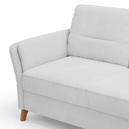 Ecksofa Vayra - 2,5-Sitzer mit Longchair rechts, Stoff, Offwhite