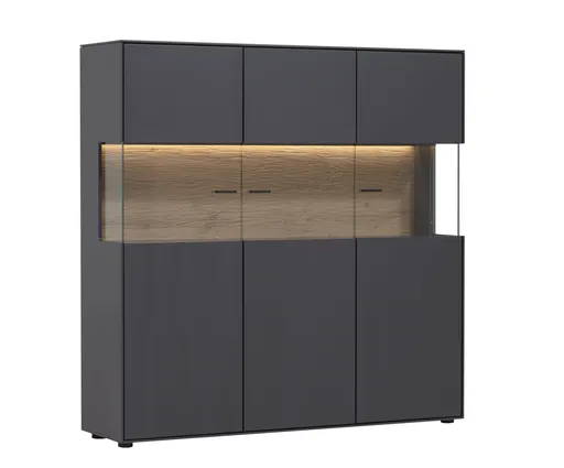 Highboard Tucson - inkl. Beleuchtung, Lack, Anthrazit