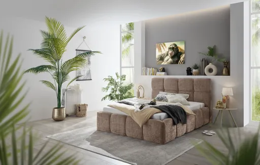 Bettgestell SANDRIN R- Liegefläche ca. 140x200 cm, Stoff, Rose