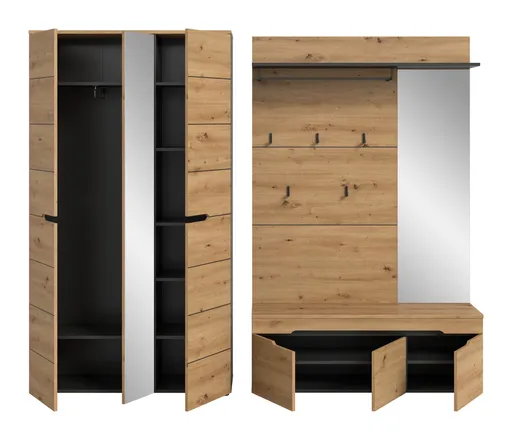 Garderobe - Basalt grau, Artisan Eiche Nachbildung