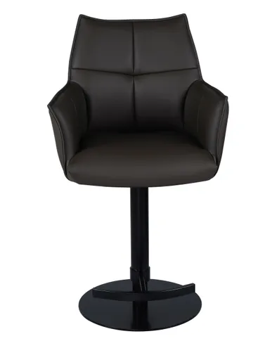 Barhocker MELE - drehbar, höhenverstellbar, Leder, Dunkelbraun