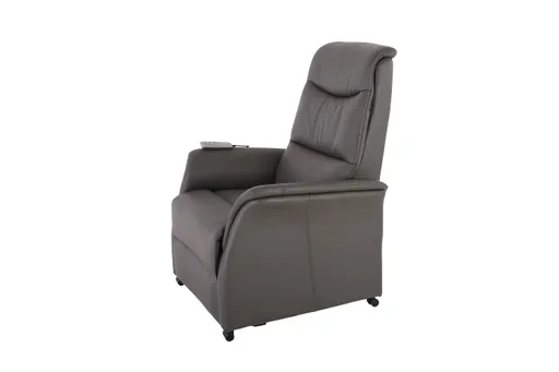 TV-Sessel MARIK - Relaxfunktion, Kopfteil verstellbar, Leder, Dunkelgrau