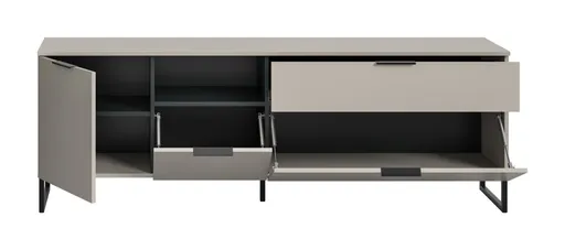 TV-Lowboard - B ca. 185 cm, Kaschmir, Schwarz