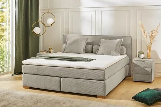 Boxspringbett- Liegefläche ca. 180x200 cm, Stoff, Beige