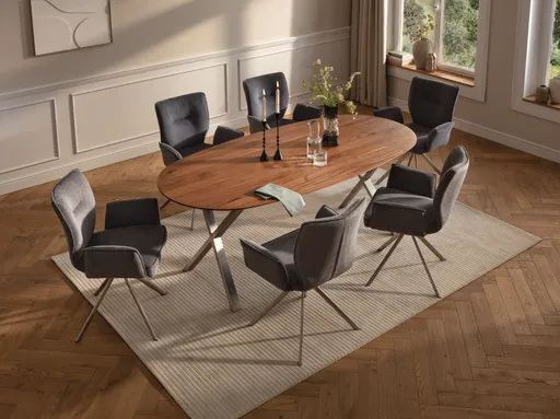 Esstisch Nayara - LB ca. 200x100 cm, Wildnussbaum massiv, geölt