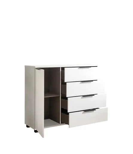 Kommode - B. ca. 120 cm, Dekor, Weiß