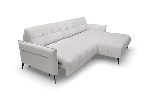 Ecksofa WALI MINI - 2-Sitzer, Ecke rechts inkl. Relaxfunktion, Stoff, Hellgrau