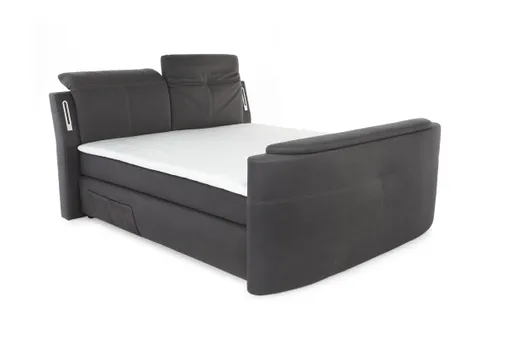 Boxspringbett- Liegefläche ca. 180x200 cm, Stoff, Dunkelgrau