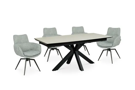 Esstisch MELANIA - ausziehbar, LB ca. 180x95 cm, Glaskeramik, Travertin farbig