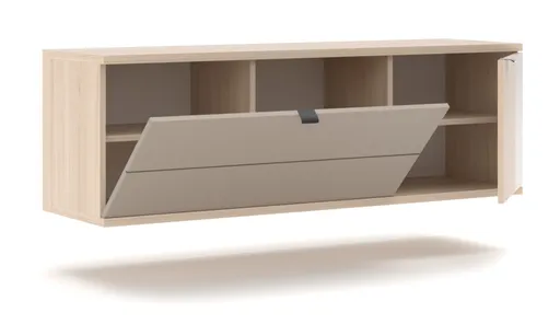 Hängeschuhschrank - B ca. 133 cm, Riva Eiche Nachbildung, Basalt