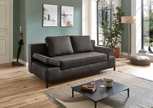 Schlafsofa- 2 Sitzer, Inkl. Bettkasten, Stoff, Anthrazit