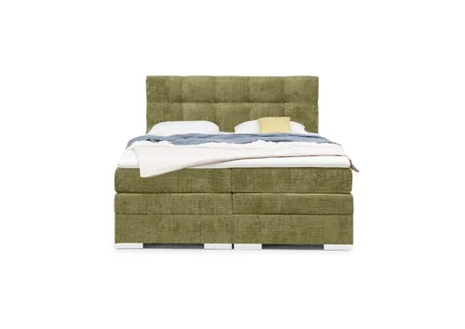 Boxspringbett SANDRIN- Liegefläche ca. 180x200 cm, Stoff, Grün, inkl. Stauraum