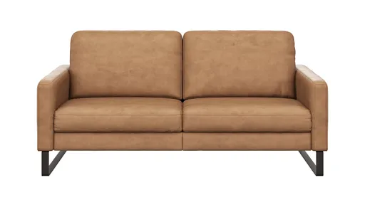 Sofa Enna - 3-Sitzer, Armlehne A, Leder, Cognac Kufe, Schwarz