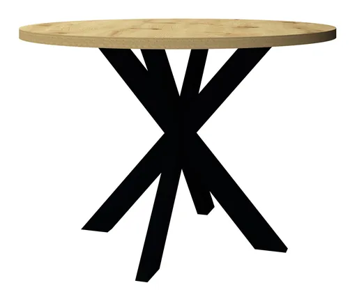 Esstisch - Ø/H ca. 110x75 cm, Asteiche, Schwarz