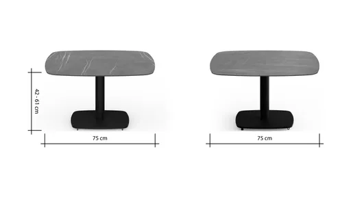 Couchtisch Camas - LBH ca. 75x75x42 cm, Keramik, Dunkelgrau