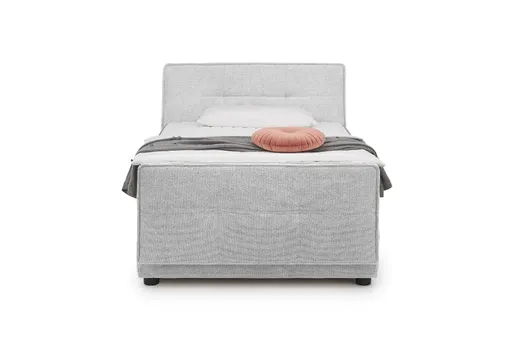 Boxspringbett- Liegefläche ca. 120x200 cm, Stoff, Hellgrau