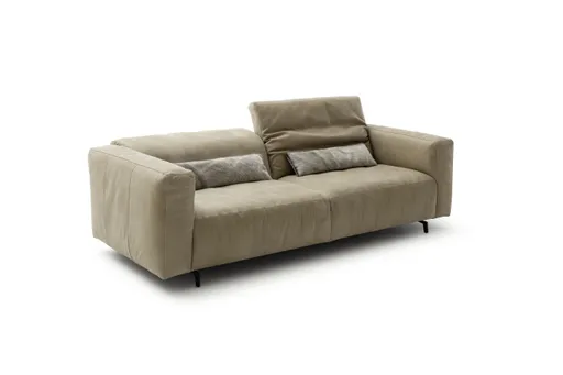 Sofa Arrezo - 3,5-Sitzer, Leder Taupe, Rücken verstellbar